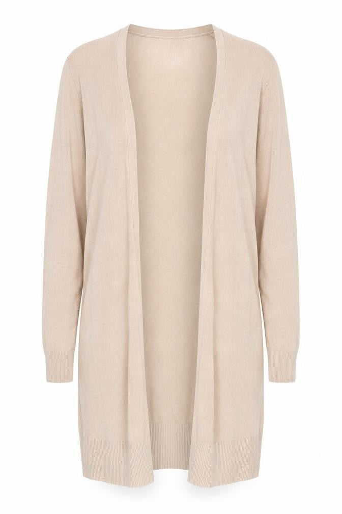 Front view of Oasis women’s brown v-neck viscose cardigan jumper, size M