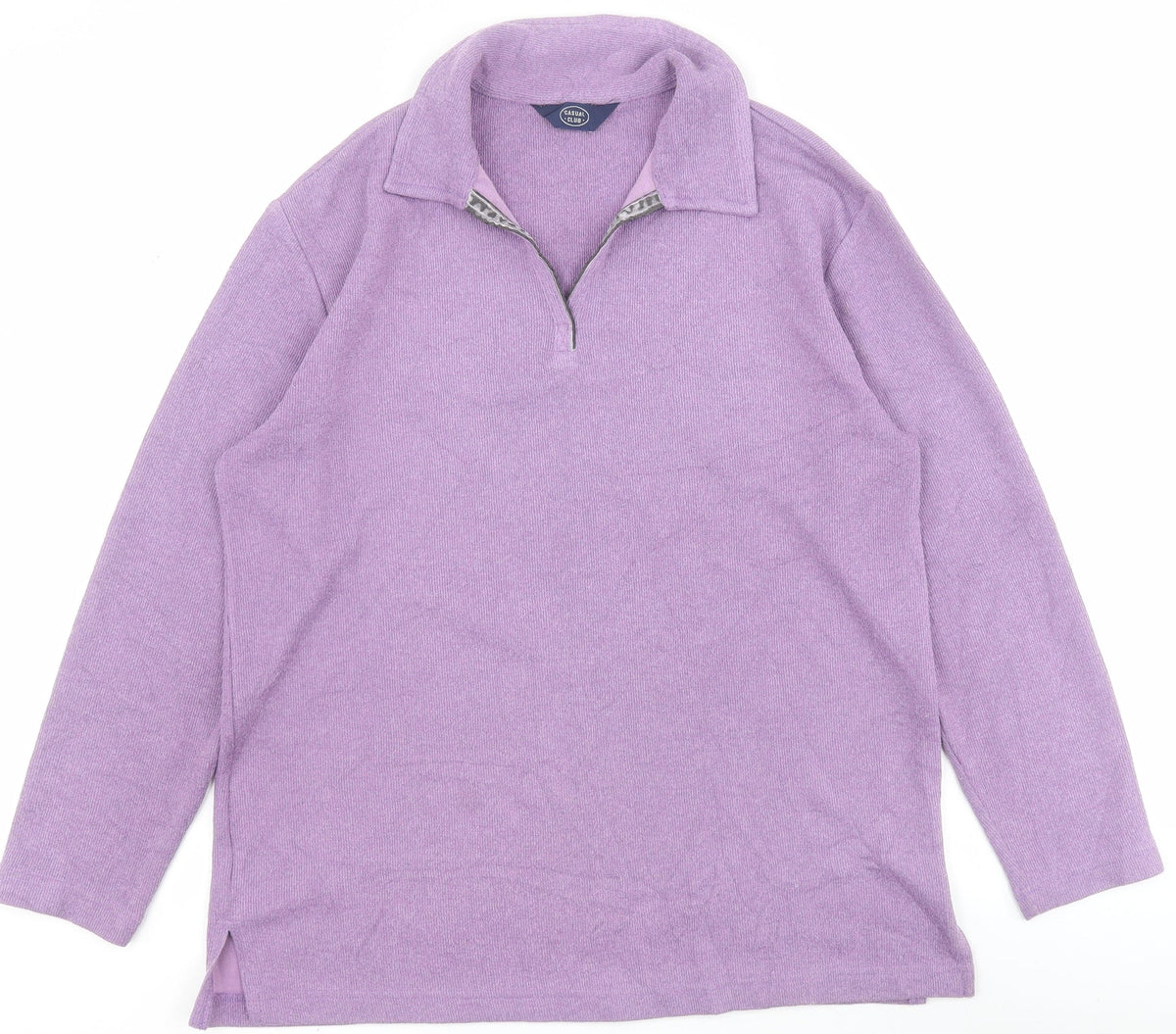 Additional front view of Debenhams women’s purple high neck polyester jumper, size UK 12