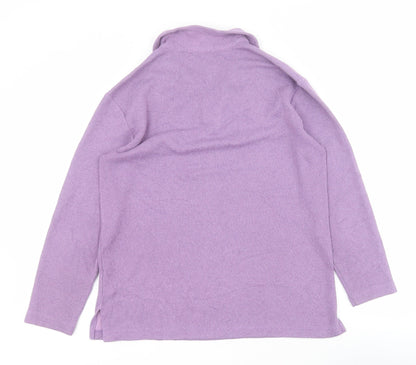 Back view of Debenhams women’s purple high neck polyester jumper, size UK 12