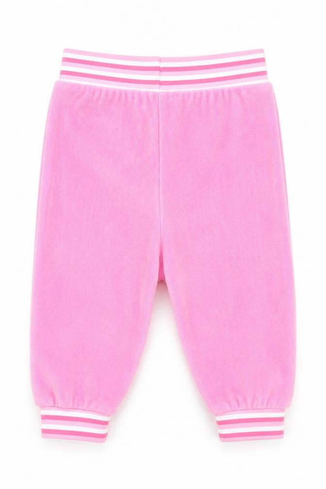 Front view of Dunnes Baby Pink Cotton Jogger Trousers, size 6-9, Months Pullover