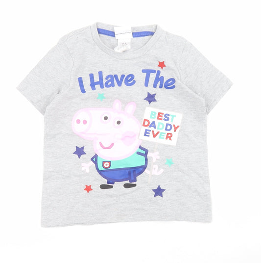 Additional front view of ABD Ltd boys’ grey cotton pullover polo, size 4-5, years round neck pullover - peppa pig