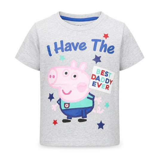 Front view of ABD Ltd boys’ grey cotton pullover polo, size 4-5, years round neck pullover - peppa pig