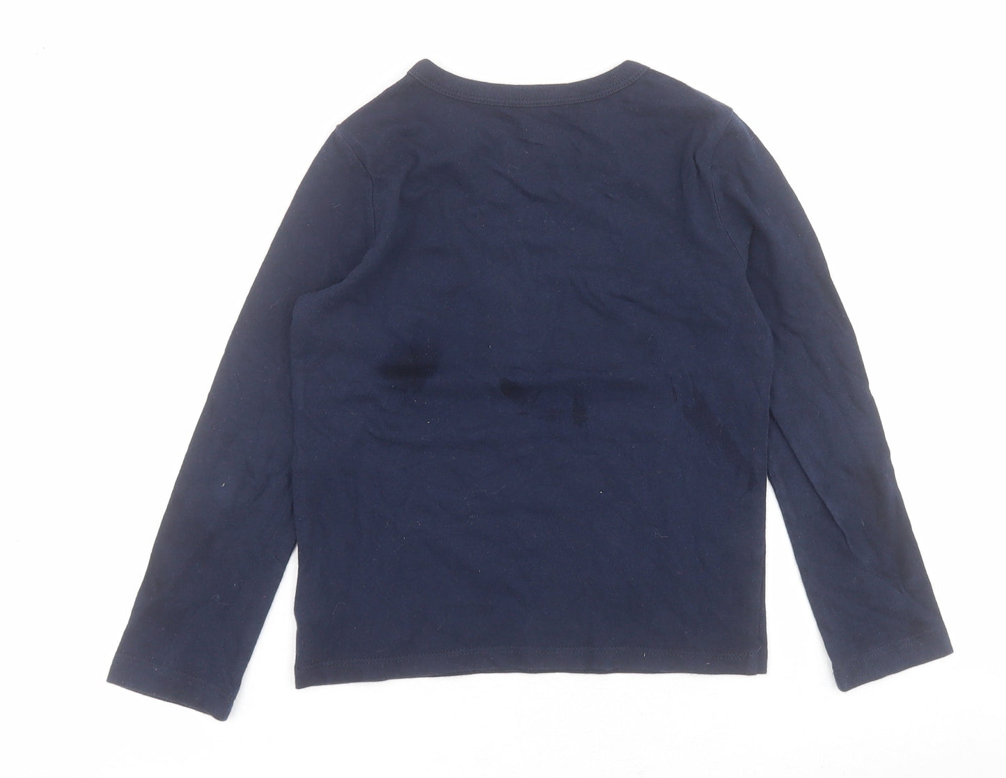 Gap Boys Blue  100% Cotton Pullover Polo Size 4-5 Years Round Neck Pullover - Cassette tape