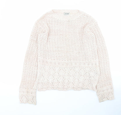 NEXT Mens Pink Round Neck  Acrylic Pullover Jumper