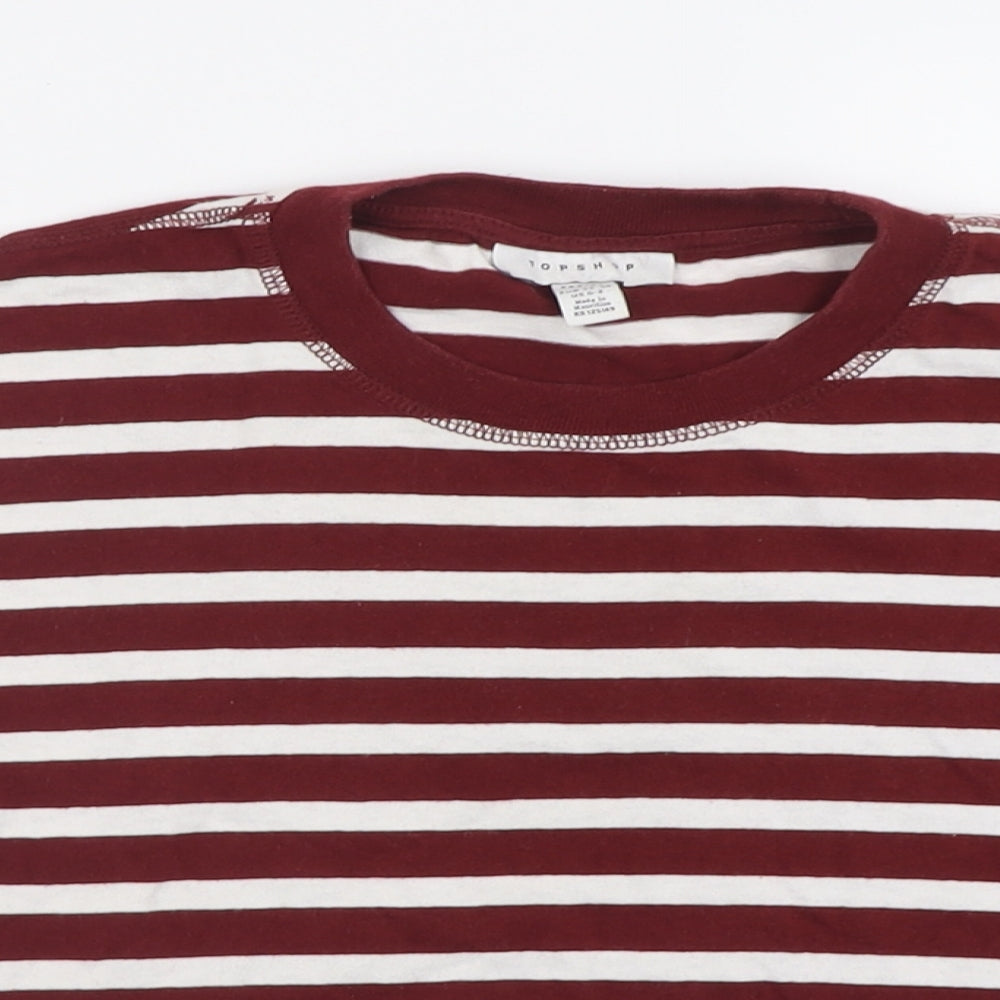 Womens UK Size XS Topshop Red Cropped T-Shirt