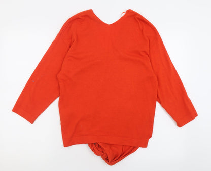 Marks and Spencer Womens Orange V-Neck  Viscose Pullover Jumper Size 12