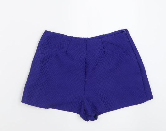 Miss Selfridge Womens Blue  Polyester Boyfriend Shorts Size 8  Regular Zip