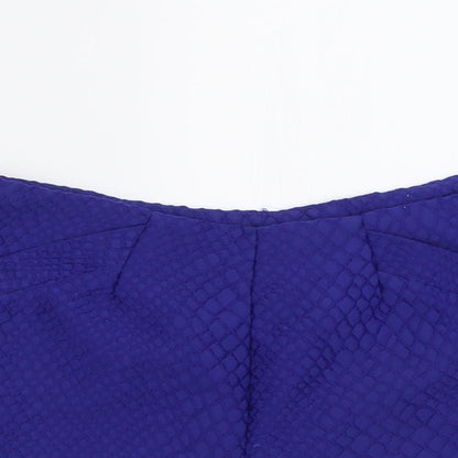 Miss Selfridge Womens Blue  Polyester Boyfriend Shorts Size 8  Regular Zip