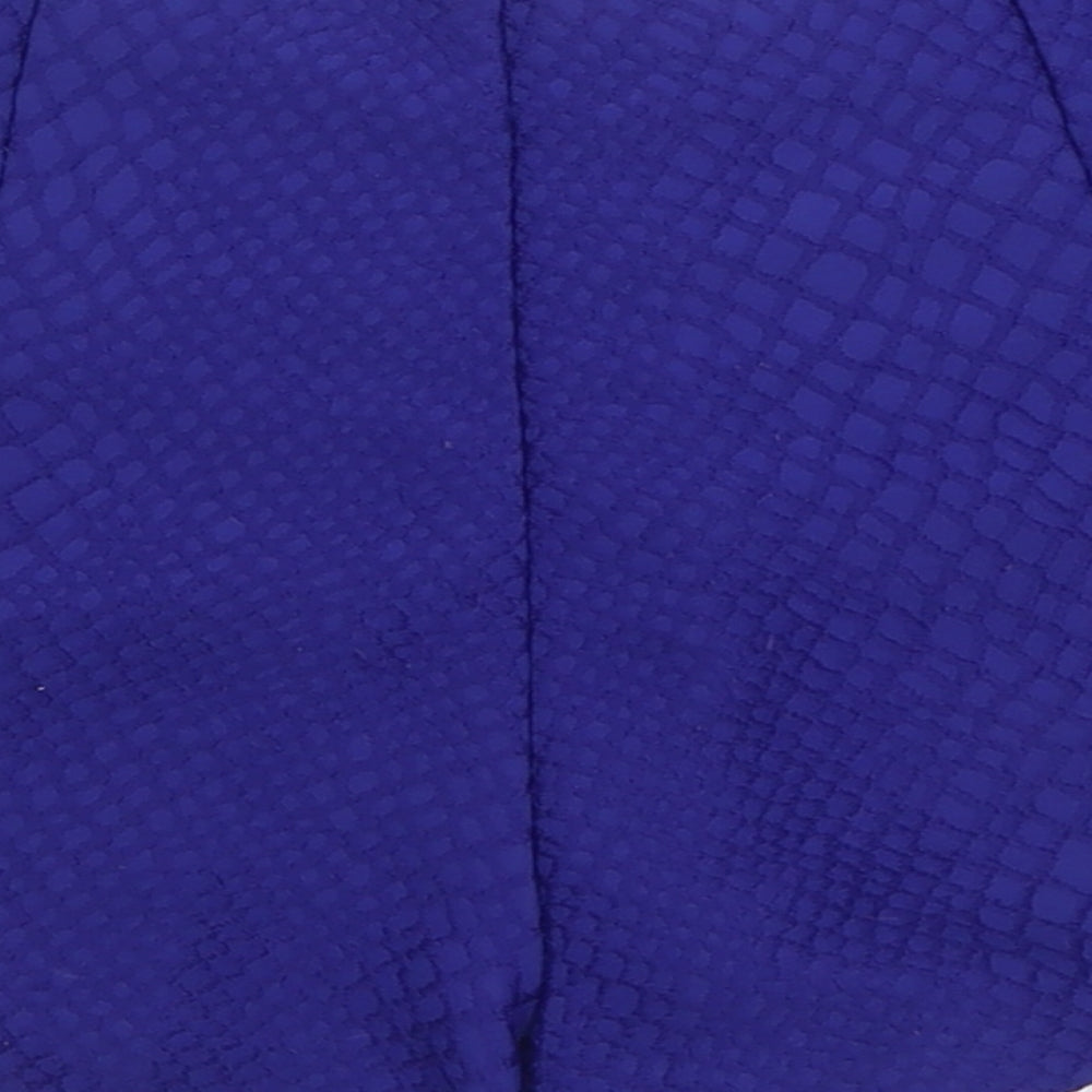 Miss Selfridge Womens Blue  Polyester Boyfriend Shorts Size 8  Regular Zip