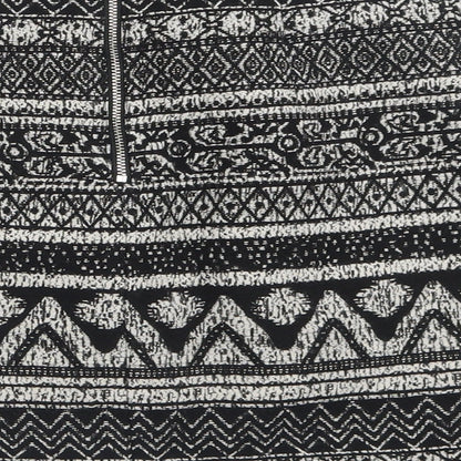 George Womens Black Geometric Polyacrylate Fibre A-Line Skirt Size 8   Zip