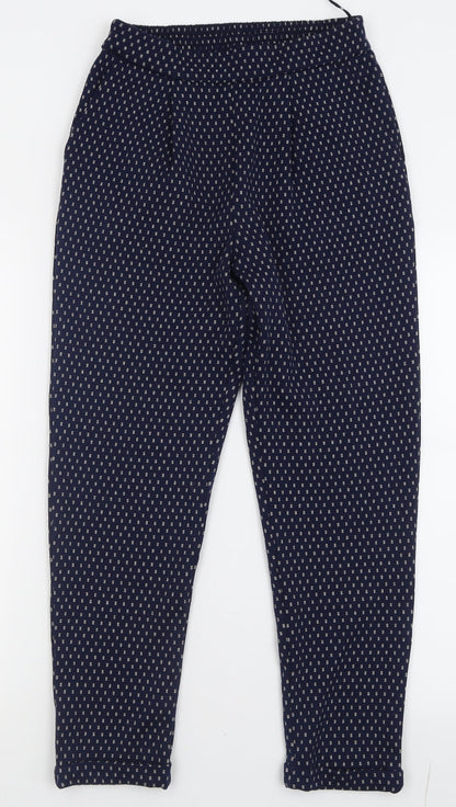 F&F Womens Blue Geometric Polyester Trousers  Size 8 L26 in Regular