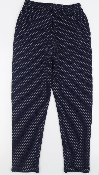 F&F Womens Blue Geometric Polyester Trousers  Size 8 L26 in Regular