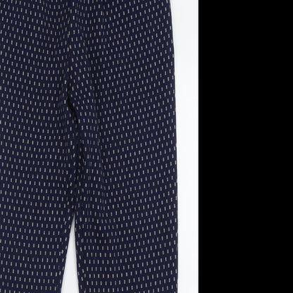 F&F Womens Blue Geometric Polyester Trousers  Size 8 L26 in Regular