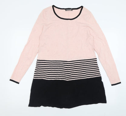 bonmarch Womens Pink Striped Viscose Jumper Dress  Size S  Crew Neck Pullover