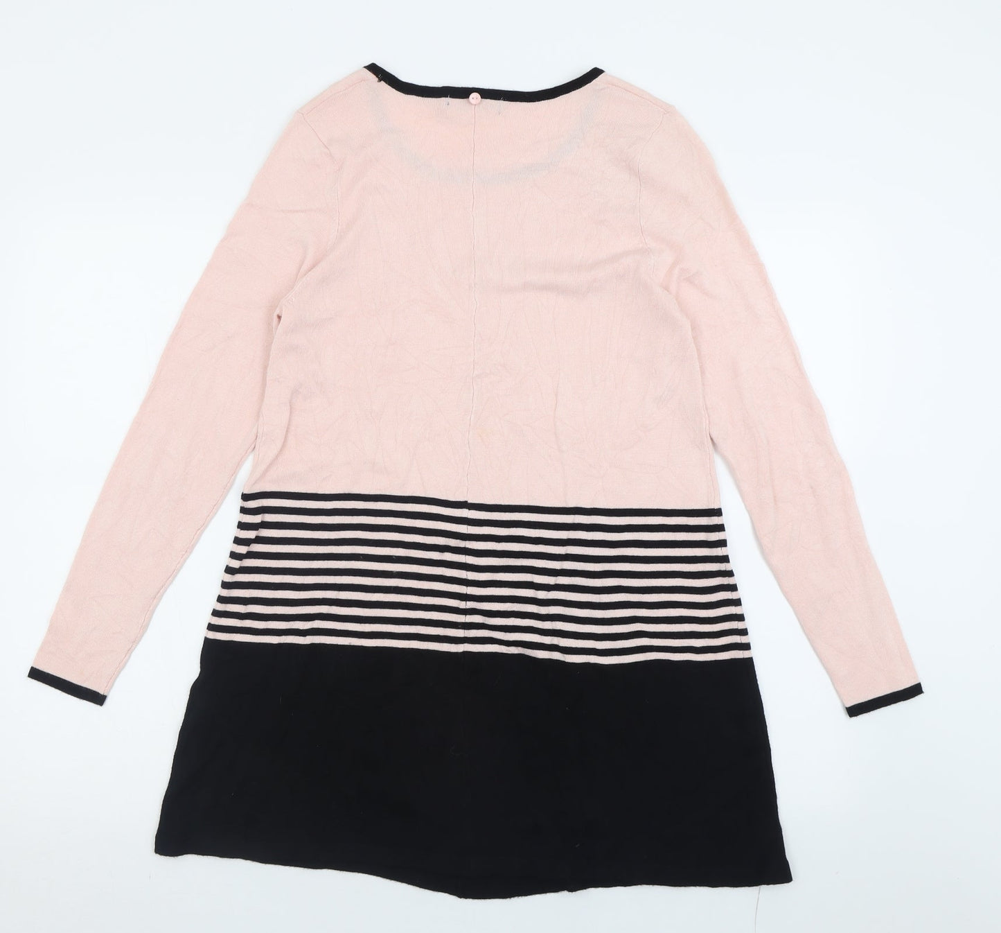 bonmarch Womens Pink Striped Viscose Jumper Dress  Size S  Crew Neck Pullover