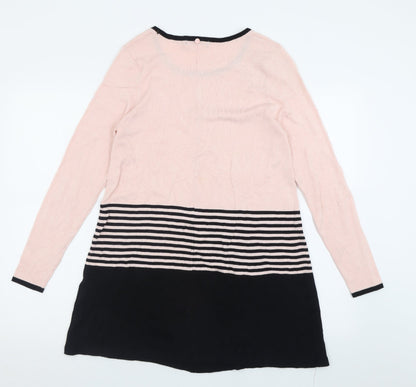 bonmarch Womens Pink Striped Viscose Jumper Dress  Size S  Crew Neck Pullover