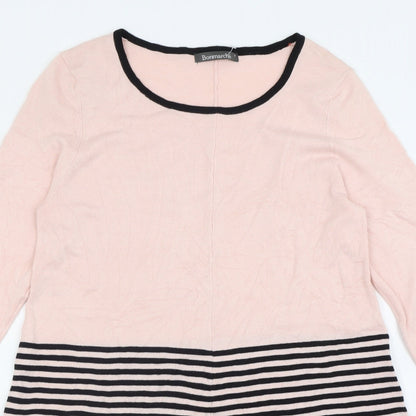bonmarch Womens Pink Striped Viscose Jumper Dress  Size S  Crew Neck Pullover