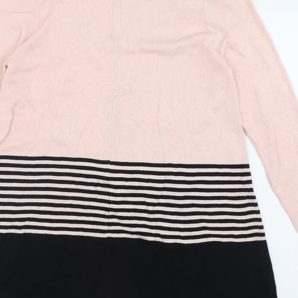 bonmarch Womens Pink Striped Viscose Jumper Dress  Size S  Crew Neck Pullover