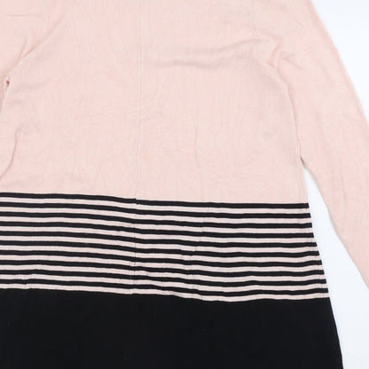 bonmarch Womens Pink Striped Viscose Jumper Dress  Size S  Crew Neck Pullover