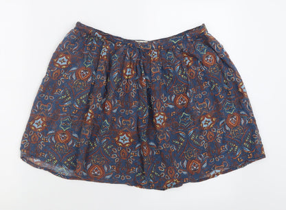 Indigo Womens Blue Geometric Viscose A-Line Skirt Size 12