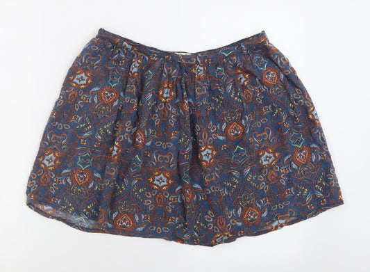 Indigo Womens Blue Geometric Viscose A-Line Skirt Size 12