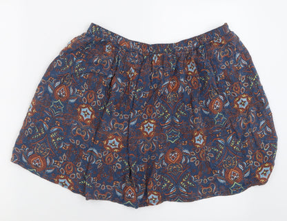 Indigo Womens Blue Geometric Viscose A-Line Skirt Size 12