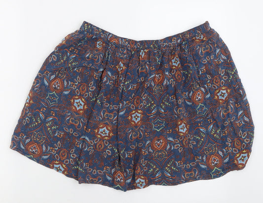 Indigo Womens Blue Geometric Viscose A-Line Skirt Size 12