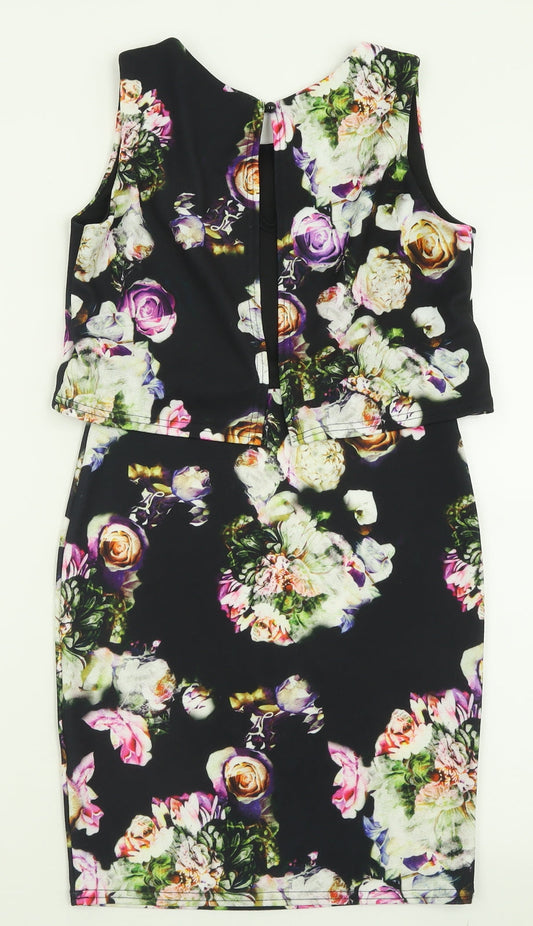 Blue Vanilla Womens Multicoloured Floral Polyester A-Line  Size XS  Crew Neck Pullover