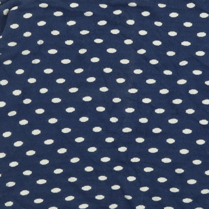 H&M Womens Blue Boat Neck Polka Dot Cotton Pullover Jumper Size S