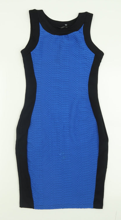 Internacionale Womens Blue  Polyester Bodycon  Size 10  Crew Neck Pullover