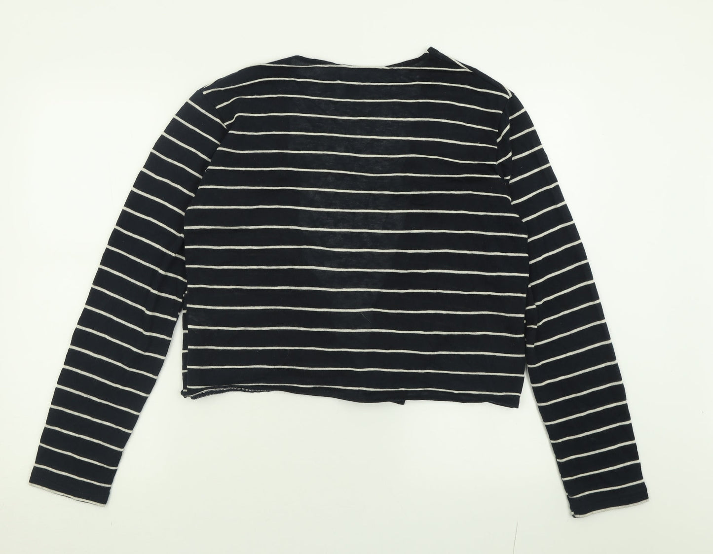 Primark Womens Blue V-Neck Striped Polyester Cardigan Jumper Size L   - Waterfall Cardigan