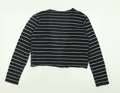 Primark Womens Blue V-Neck Striped Polyester Cardigan Jumper Size L   - Waterfall Cardigan