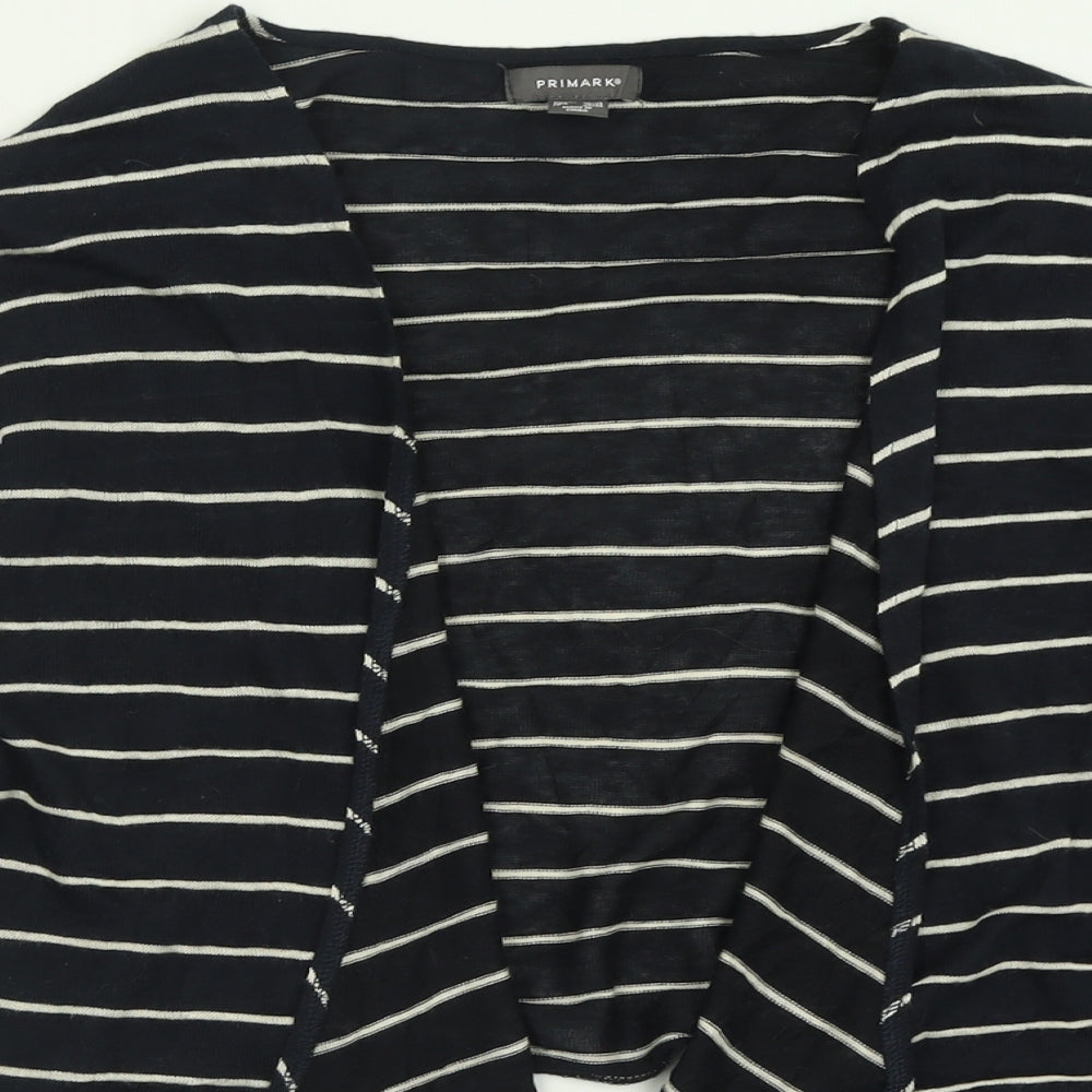 Primark Womens Blue V-Neck Striped Polyester Cardigan Jumper Size L   - Waterfall Cardigan