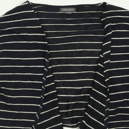 Primark Womens Blue V-Neck Striped Polyester Cardigan Jumper Size L   - Waterfall Cardigan