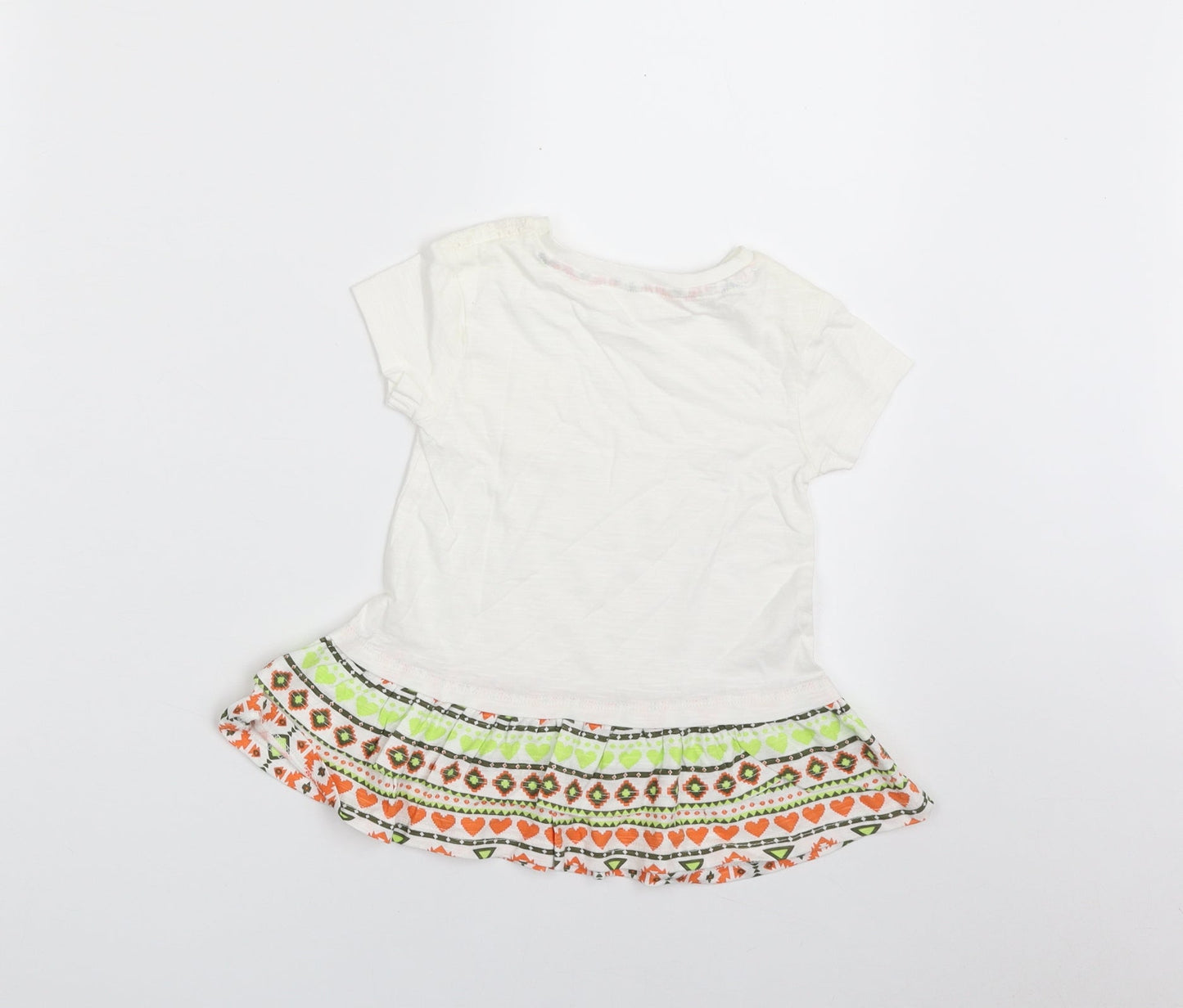 Dunnes Stores Girls White  100% Cotton Pullover T-Shirt Size 12-18 Months Crew Neck Pullover