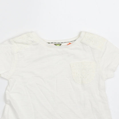 Dunnes Stores Girls White  100% Cotton Pullover T-Shirt Size 12-18 Months Crew Neck Pullover