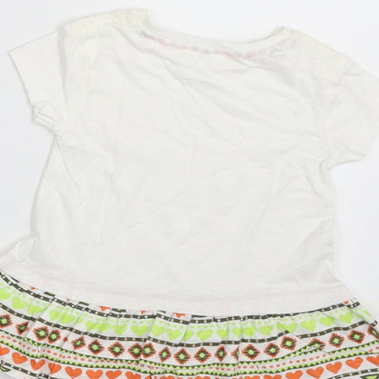 Dunnes Stores Girls White  100% Cotton Pullover T-Shirt Size 12-18 Months Crew Neck Pullover