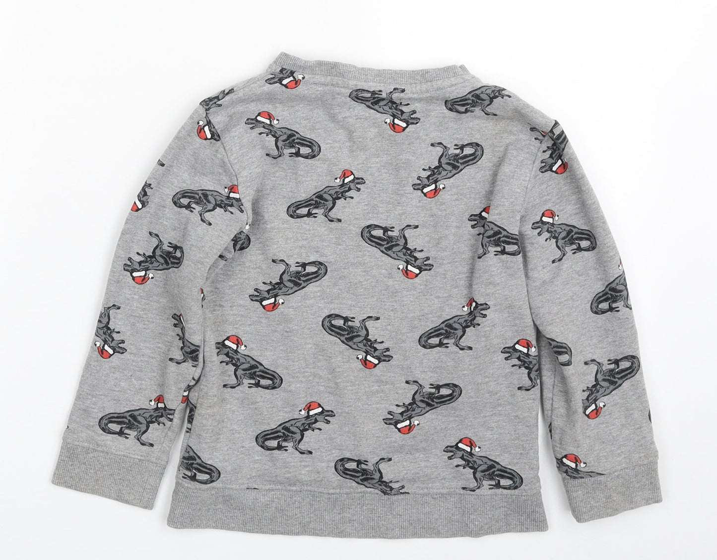 Urban Rascals  Boys Grey  Cotton Pullover Sweatshirt Size 5-6 Years  Pullover - Christmas- Dinosaur