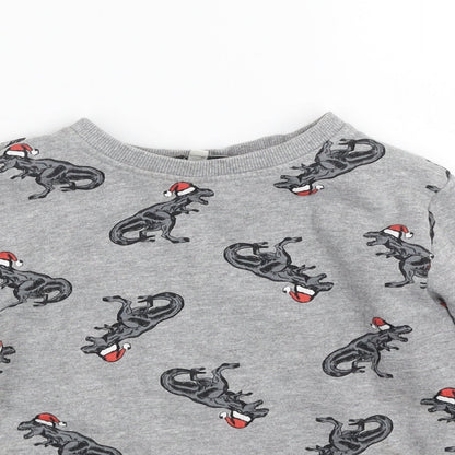 Urban Rascals  Boys Grey  Cotton Pullover Sweatshirt Size 5-6 Years  Pullover - Christmas- Dinosaur