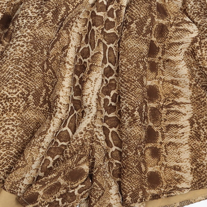 PRETTYLITTLETHING Womens Brown Animal Print Polyester Skimmer Shorts Size 8 L4 in Regular