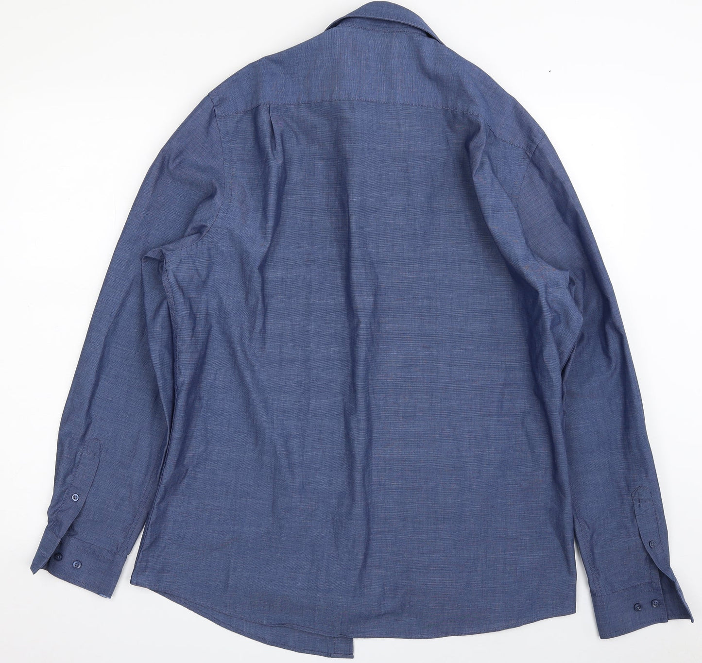 George Mens Blue  Polyester  Button-Up Size 16 Collared Button