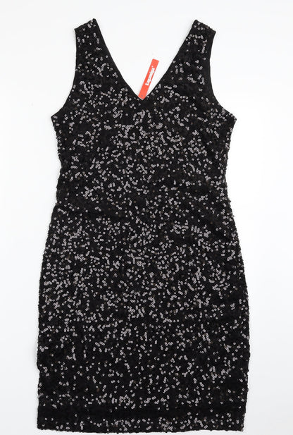 Kayamia Womens Black  Polyester Shift  Size M  V-Neck Pullover