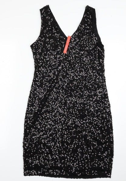 Kayamia Womens Black  Polyester Shift  Size M  V-Neck Pullover