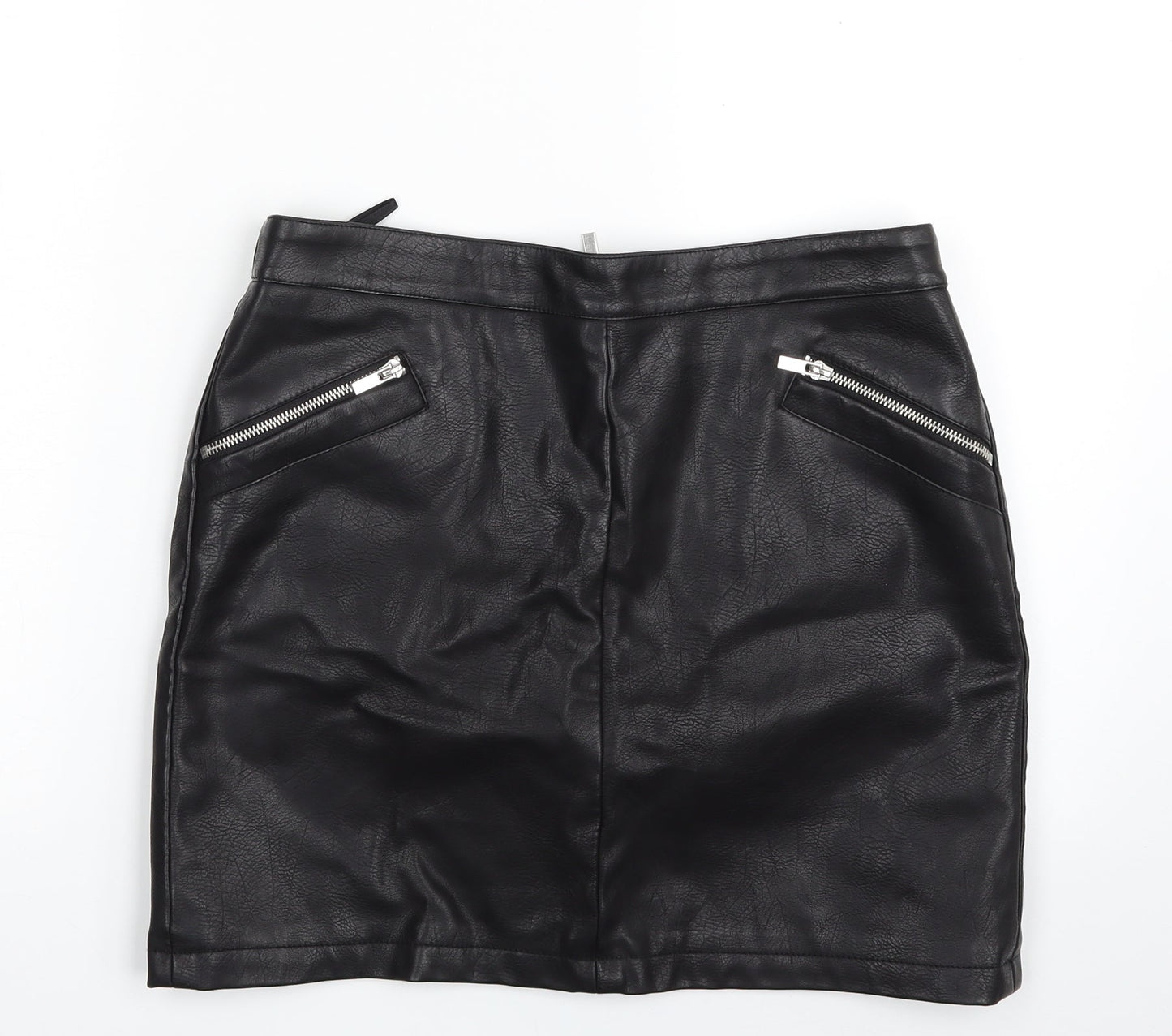 Dorothy Perkins Womens Black  Polyester A-Line Skirt Size 10   Zip