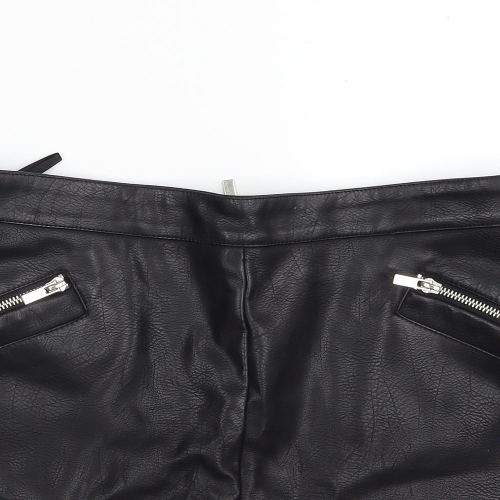 Dorothy Perkins Womens Black  Polyester A-Line Skirt Size 10   Zip