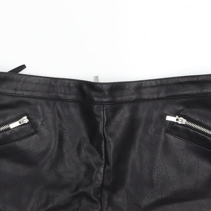 Dorothy Perkins Womens Black  Polyester A-Line Skirt Size 10   Zip
