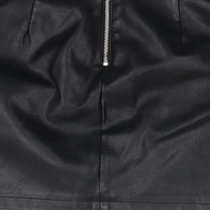 Dorothy Perkins Womens Black  Polyester A-Line Skirt Size 10   Zip