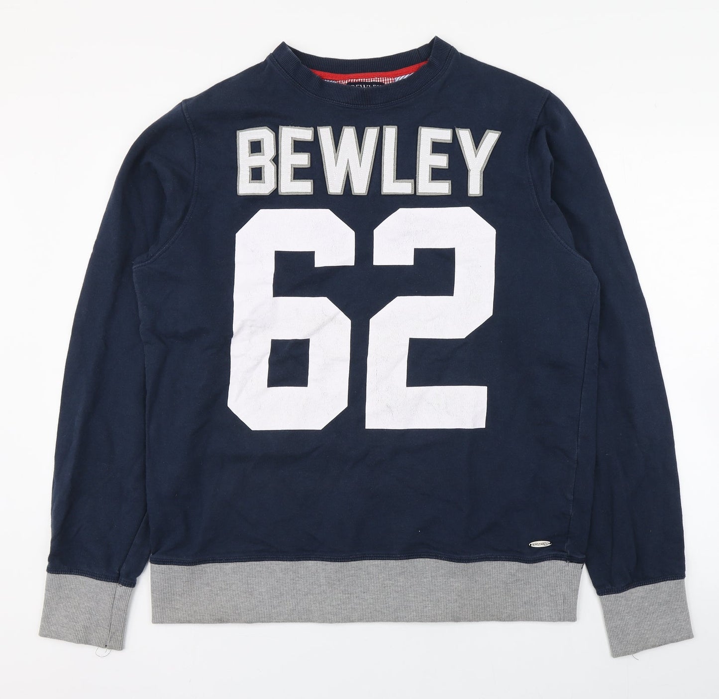 Bewley & Ritch Mens Blue Round Neck  Cotton Pullover Jumper Size XL