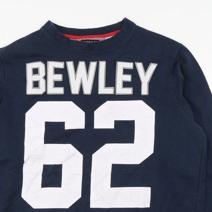 Bewley & Ritch Mens Blue Round Neck  Cotton Pullover Jumper Size XL