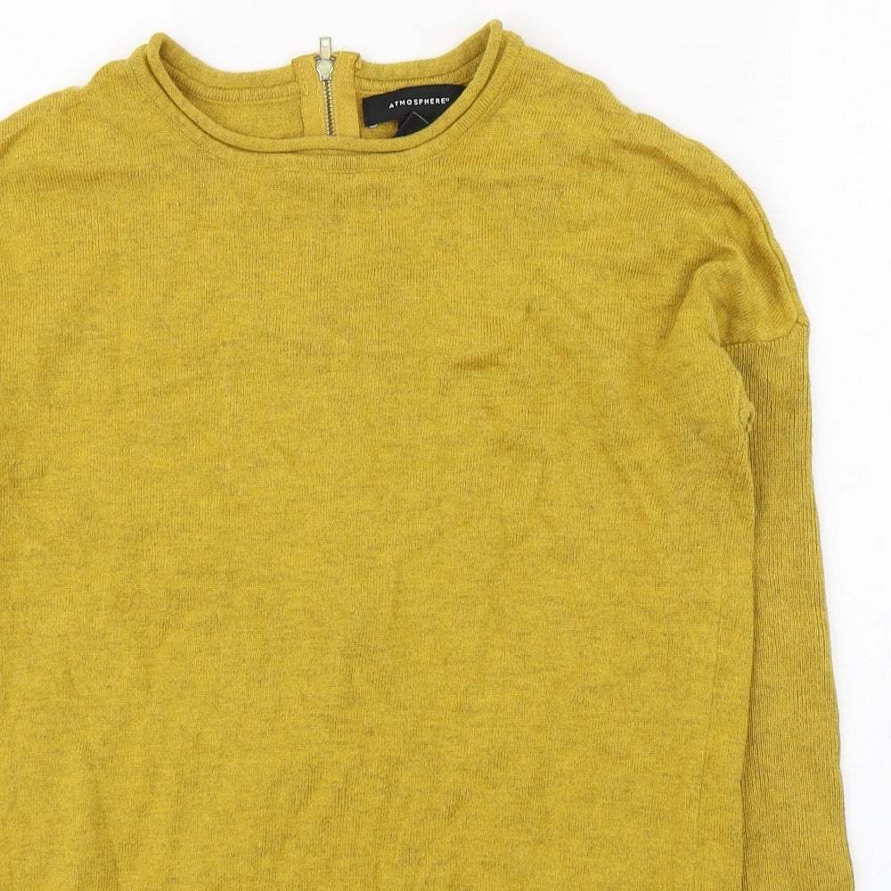 Atmosphere Womens Yellow Round Neck  Cotton Pullover Jumper Size S